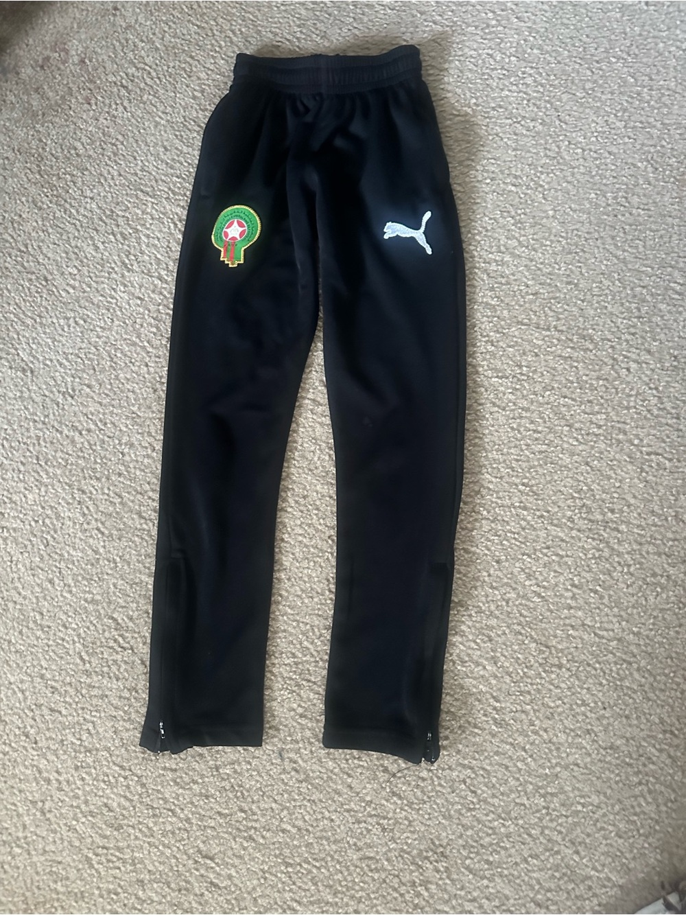 Puma Kids Black Athletic Track Pants with Logo size 10